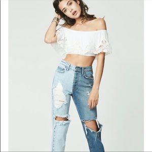 Carmar split wash high rise crop denim